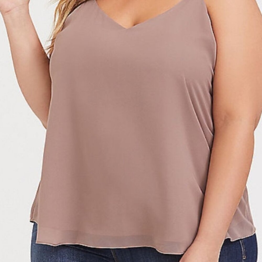 Torrid swing chiffon taupe cami size 3